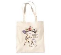 Popfunk Star Wars Retro Droids Borsa Tote Riutilizzabile per Spesa e Viaggi, Naturale, 38X42Cm
