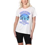 popfunk Top Gun The Volleyball in Jeans Ladies T Shirt, White, Bianco, M Donna