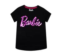 Popgear Maglietta Barbie Bambina | Abbigliamento Barbie | Camicia Manica Corta Bambini| Paillettes Maglietta Bambina | Nero 5-6 Anni