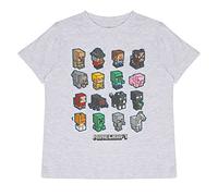 Popgear Minecraft Mini Mobs Boys T-Shirt Heather Grey, 6-7 Anni Bambino