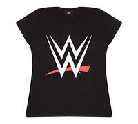 Popgear WWE Logo Women's Fitted T-Shirt Black, T-Shirt Donna, Black, XL