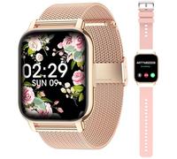 Popglory Smartwatch Uomo Donna, 2 Cinturini Orologio Chiamate e Whatsapp, Contapassi Assistente Vocale, Orologio Digitale 24H Cardiofrequenzimetro, Pressione Sanguigna SpO2 Sonno, per Android iOS