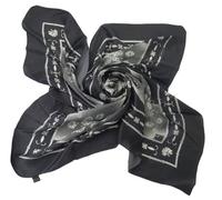 Popinjay Donna Nero Seta Fatto a Mano Sciarpa #BX1 44'X41'Taglia Unica Nwt
