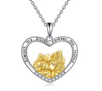 POPKIMI Collana in argento Sterling con cristalli, idea regalo per sorelle, fratelli, due tre quattro cinque sorelle, regalo alla moda per donne, amiche, amicizie che durano per sempre, One Size