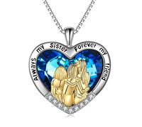 POPKIMI Collana per sorelle, fratelli, sorelle, per 2/3/4 in argento Sterling, gioielli alla moda per donne, amici, amicizia, dura per sempre, One Size, Metallo, Zirconie sintetico