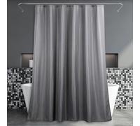 Popkozzi enda da doccia extra lunga grigia: antimuffa, resistente alla muffa, idrorepellente, lavabile, in poliestere, tenda da doccia per bagno, elegante tenda da bagno in stile lino, 183 x 214 cm