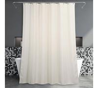 Popkozzi Tenda da doccia extra lunga, color crema, antimuffa, resistente alla muffa, idrorepellente, lavabile, in poliestere, tenda da doccia per bagno, stile lino, 183 x 214 cm