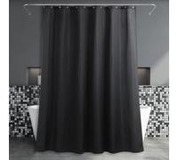 Popkozzi Tenda da doccia in tessuto nero, per bagno, in tessuto di lino, antimuffa, lavabile, impermeabile, in poliestere, per doccia - semplice ed elegante decorazione Shower Curtain - 183 x 183 cm