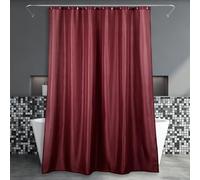 Popkozzi Tenda da doccia lunga in tessuto bordeaux: rosso scuro, antimuffa, resistente alla muffa, idrorepellente, lavabile, in poliestere, tenda da bagno in stile lino, 183 x 200 cm