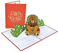 PopLife - Biglietto di Natale pop-up con orsetto natalizio, con scritta in lingua inglese "Merry Christmas", regalo di Natale, Capodanno, per nipoti, papà, nonno, per gli amanti degli animali