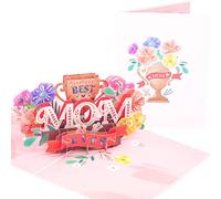 PopLife Biglietto pop-up 3D con scritta in inglese Best Mom Ever, per festa della mamma, compleanno della mamma, congratulazioni, guarigione, per mamma, moglie, sorella, nonna, matrigna, suocera