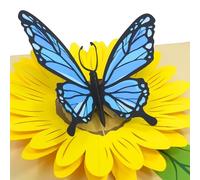 PopLife Biglietto pop-up per festa della mamma con farfalla blu e girasole, biglietto 3D per anniversario, San Valentino, ringraziamento, buon compleanno, per mamma, moglie, figlia, sorella