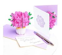 PopLife Biglietto pop-up per festa della mamma con rose rosa, 3D Happy Anniversary Bouquet Pop Up, San Valentino, compleanno, fidanzamento, per mamma, figlia, moglie, sorella