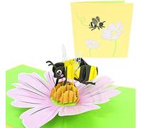 PopLife Cards Bumblebee & flower cartolina d'auguri pop-up 3d per tutte le occasioni festa della mamma, ape indaffarata, carta regina delle api, pieghe di carte da giardinaggio piatte, perfette per l