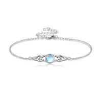 POPLYKE Bracciale celtico da donna in argento Sterling 925, con pietra di luna irlandese Larimar, con nodo vichingo, pietra di luna, 9 inches, Argento Argento sterling, pietra di luna