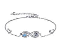POPLYKE Braccialetto con tartaruga, in argento Sterling 925, con ciondolo a forma di tartaruga, da donna, 17.8 centimeters + 50mm (2 inches), 15mm * 15mm, Argento Argento sterling, Opale blu