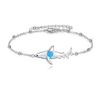 POPLYKE Braccialetto regolabile in argento Sterling con orca e balena assassina, gioiello da donna, regalo di compleanno, 23 cm, Argento sterling