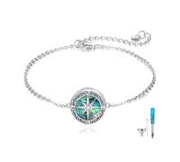 POPLYKE Bussola/nodo celtico urna bracciale per cenere, in argento Sterling 925, per uomo diga, Große, Argento sterling, Zirconia cubica