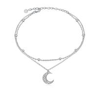 POPLYKE - Cavigliera a forma di tartaruga marina per donne, braccialetto in argento sterling 925 con pietra di luna, braccialetto a doppio strato per ragazze, catenina con pietra di luna, regali