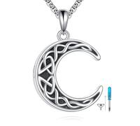 POPLYKE Celtic Moon - Collana con urna per cenere, in argento Sterling 925, con celtic Moon e creazione, da donna, 20 + 2"