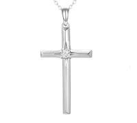 POPLYKE Collana a forma di croce in argento Sterling 925 con stella del nord, idea regalo
