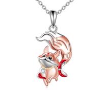 POPLYKE Collana con ciondolo a forma di gatto, volpe, fenice, gufo, cavallo e senape, in argento Sterling 925, con ciondolo a forma di animali, idea regalo per donne, Argento sterling, Nessuna pietra