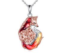 POPLYKE Collana con ciondolo a forma di gatto, volpe, fenice, gufo, cavallo e senape, in argento Sterling 925, con ciondolo a forma di animali, idea regalo per donne, Argento sterling, Nessuna pietra