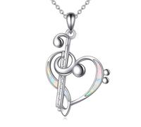 POPLYKE Collana con ciondolo musicale in argento Sterling per gli amanti della musica, regali per le donne
