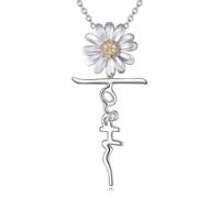 POPLYKE Collana con croce religiosa, in argento Sterling, con Gesù, regalo religioso per donne, mamma, moglie, Argento sterling, Zirconia cubica