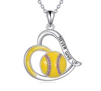POPLYKE Collana da baseball/calcio/pallavolo in argento Sterling 925 Collana sportiva gioielli per donne uomini per gli amanti dello sport, 22mm, Argento sterling, Non pietra preziosa