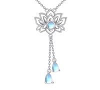 POPLYKE Collana da donna con ali d'angelo, regalo di compleanno per fidanzata, collana con cuore in pietra di luna per lei, collana in argento Sterling S925, 45,7 cm + 5,1 cm di estensione, Argento