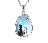 POPLYKE Collana da donna con animale madre e figlia, in argento Sterling, per festa della mamma, Natale, compleanno, regalo per mamma, Argento sterling, Pietra di luna