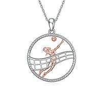 POPLYKE Collana da donna in argento Sterling con ciondolo a forma di pallavolo, Argento sterling