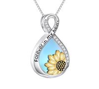 POPLYKE Collana di girasole/rosa/bussola per donne uomini in argento sterling 925 ciondolo urna collane per cenere gioielli per uomo donna, 20*20mm, Argento sterling, Nessuna pietra preziosa