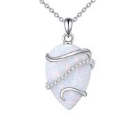 POPLYKE Labradorite/Larimar/Lapis Lazuli/turchese/opale collana per le donne in argento Sterling Teardrop collana gioielli regalo per le donne, m, Argento sterling, Nessuna pietra preziosa