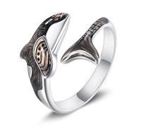 POPLYKE Orca - Anello in argento sterling 925, con forma di balena, idea regalo per donne 5