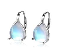 POPLYKE Orecchini a cerchio in argento Sterling 925 a goccia con opale a forma di goccia, per donne, regali di compleanno, klein, Argento sterling, Pietra di luna