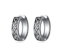 POPLYKE Orecchini a cerchio neri celtici in argento sterling da uomo, orecchini celtici per donne Viking, nodo celtico huggie gioielli