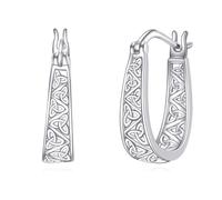 POPLYKE Orecchini celtici in argento sterling 925 con nodo celtico Huggie a cerchio, abalone, gioielli irlandesi da donna, 18 mm, Argento sterling, Nessuna pietra preziosa