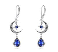 POPLYKE Orecchini da donna a forma di luna e stella, in argento Sterling 925, a forma di mezzaluna, stella del nord, con pietre portafortuna di 12 mesi, gioielli con topazio arcobaleno