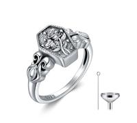 POPLYKE Rose Urna Anelli per cenere, in argento Sterling vittoriano, vintage, per la perdita di una persona amata, Nessuna pietra preziosa