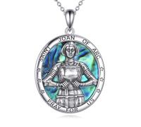 POPLYKE Saint Joan of Arc, collana da donna in argento sterling 925, collana religiosa, gioielli religiosi per donne e uomini
