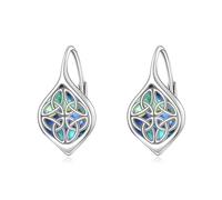 POPLYKE Stella di David/Lotus/Daisy/Luna celtica/Albero della Vita/Orecchini con occhi malvagi in argento Sterling 925 da donna a goccia, 6*20mm, Argento sterling, abalone