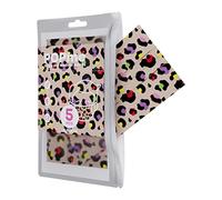Popme Mascherine Colorate Monouso per Bambini, Mascherina Chirurgica Colorata CE, con Clip Nasale Adattabile, Bustina con Chiusura Ermetica, Modello Leopardato, 5 Pezzi,