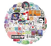 POPNWOW Adesivi da laboratorio Math Fisica Chimica, 50 pezzi, impermeabili, in vinile, per bagagli, valigie da viaggio, computer portatili, bottiglie d'acqua, bicicletta, skateboard, chitarra