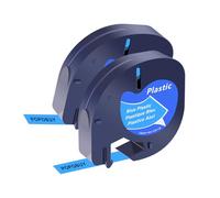 POPOBUY Nastro adesivo in plastica per etichettatrice Dymo Letratag 91335, compatibile con Dymo Letratag S0721650, 12 mm x 4 m, nero su blu, per etichettatrice Letra LT100H, LT100T, QX50 XR