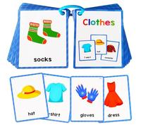 Popokeegoo Learning Flashcards Clothes, 28 carte educative per vestiti diversi, carta di apprendimento sociale per bambini