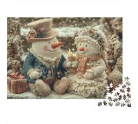 Popolo di neve di Natale Couple Puzzle 1000 Pezzi Adulti In Incastro,Un Busta Di Puzzle A Rompicapo Per Enigma Ultra Difficile,Ideale Per Serata Giochi in Scatola,Il Miglior Regalo Per Gli Amant
