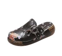 POPOTI Sandali Estive Donna, Sandali Zeppa Ciabatte in Pelle Pantofole Mocassini Pompe Boemia Fiore Eleganti Slip-On Flip Flops Sandali con Tacco Infradito Spiaggia Nuovo Bassi Scarpe (Grigio-1, 40)