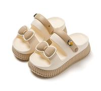 POPOTI Sandali Flipper,Sandali Estive Donna Sandali Zeppa Mare Spiaggia e Piscina Estate Scarpe Infradito da Flip Flop Shoes (Beige-1, Adulto, Donna, 38, Numero, Sistema Taglie Calzature EU, Stretta)